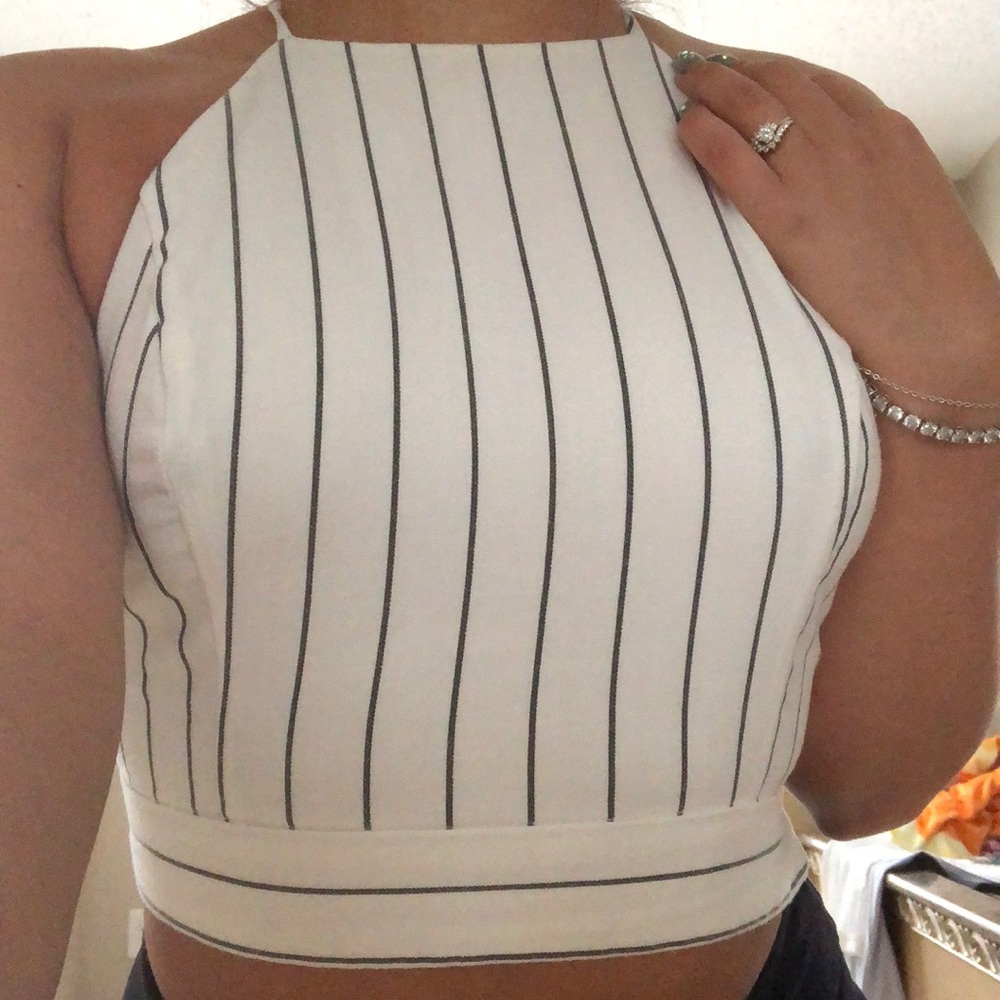 Striped Black and White Dynamite Crop Top